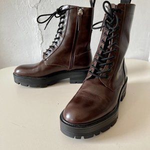 New Zara Laced Up Ankle Platform Boots Size 7.5
